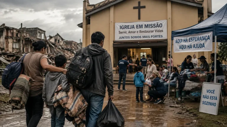 Missão da igreja hoje inclui atuar como abrigo para pessoas que sofrem com desastres naturais.